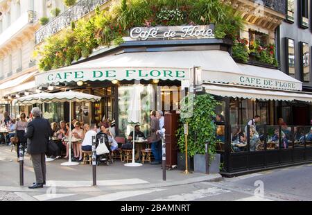 The famous cafe de Flore located in Paris, France. Stock Photo