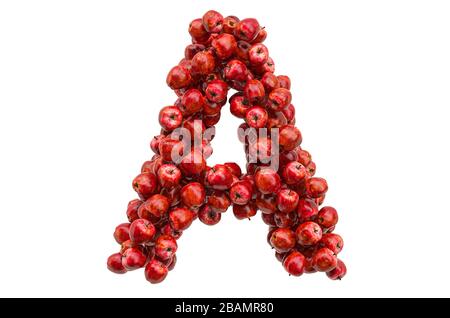 Letter A, fruit font. 3D rendering isolated on  white background Stock Photo