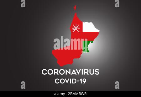 CoronaVirus in Oman and Country flag inside Country border Map Vector Design. Covid-19 with Oman map with national flag Vector Illustration. Stock Vector