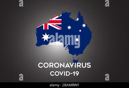 CoronaVirus in Australia and Country flag inside Country border Map Vector Design. Covid-19 with Australia map with national flag Vector Illustration. Stock Vector