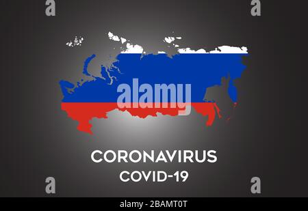 CoronaVirus in Russia and Country flag inside Country border Map Vector Design. Covid-19 with Russia map with national flag Vector Illustration. Stock Vector