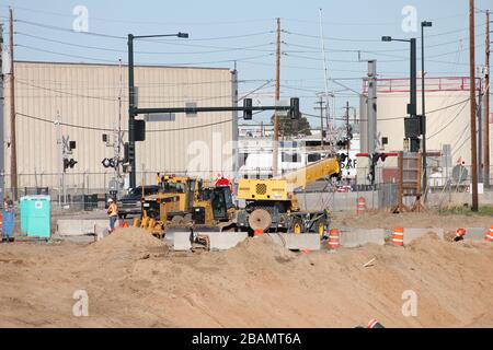 I-70 Construction Project on Denver's Park Hill Golf Course, Denver, Colorado, USA Stock Photo