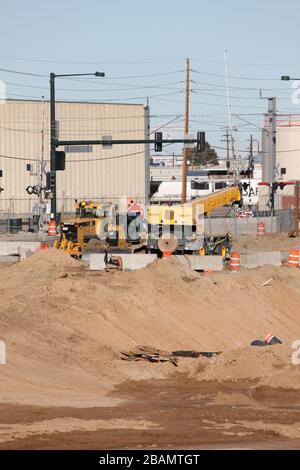 I-70 Construction Project on Denver's Park Hill Golf Course, Denver, Colorado, USA Stock Photo