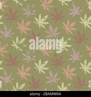 Cannabis leaf seamless pattern grunge, Marijuana leaf sign. Flat, classy Hemp leaves isolated on green background. Can be used as logo for a cannabis Stock Vector