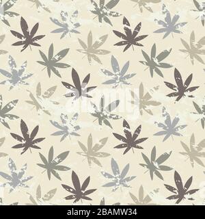 Cannabis leaf seamless pattern grunge, Marijuana leaf sign. Flat, classy Hemp leaves isolated on white background. Can be used as logo for a cannabis Stock Vector