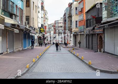 Beyazit streets that are empty compared to normal days,Istanbul. Because of the new type of Coronavirus. Stock Photo
