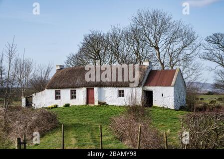 Donegal, Ireland - Mar 22, 2020: This is an old abandon thatched cottage in Donegal Ireland
