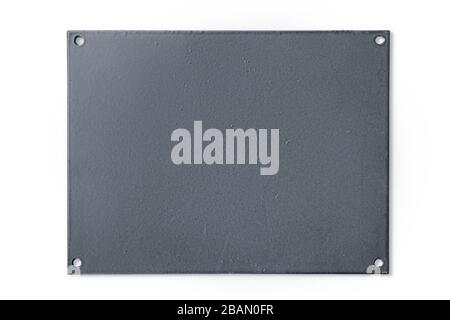 Gray steel plate. Isolated on white, clipping path included Stock Photo