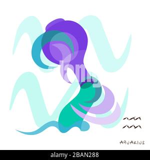 Zodiac sign Aquarius. Vector illustration in the style of minimalism. The symbol of the astrological horoscope. Stock Vector