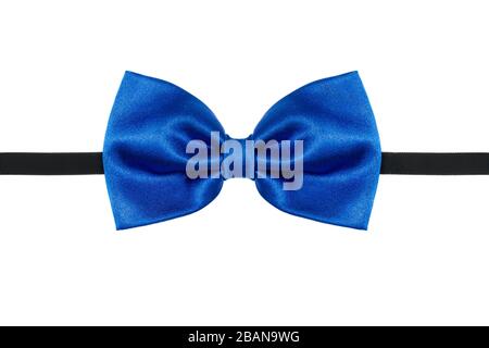 Blue bow tie close up isolated on white background Stock Photo