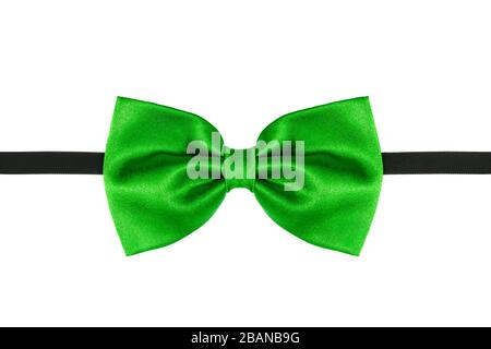 Green bow tie close up isolated on white background Stock Photo