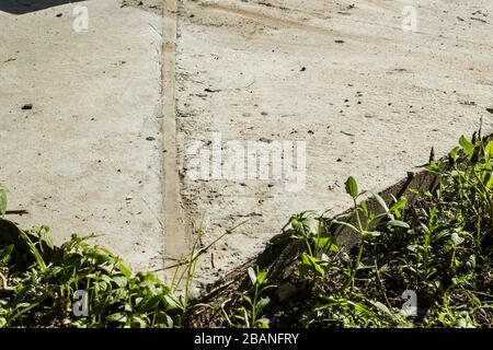 An expantion joint corner of concrete basement close up view Stock Photo