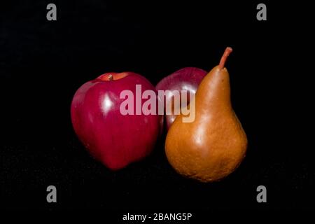 Classic Still Life of Fruit on Black  Background Stock Photo