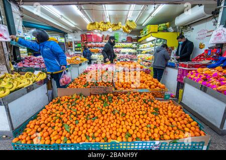 Fresh produce for sale at a local grocery store in Shanghai, China. Stock Photo