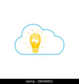 electric light bulb cloud symbol logo vector Stock Vector