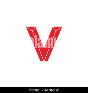 letter v 3d shape decoration logo vector Stock Vector