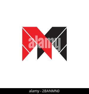 letter m simple stripes geometric ribbon paper vector Stock Vector