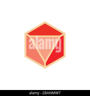 simple red diamond hexagonal logo vector Stock Vector