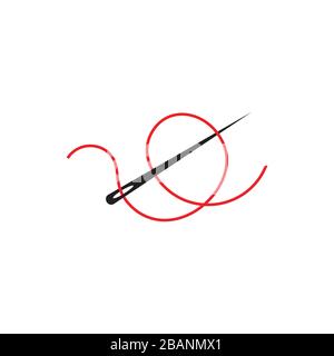 needle thread loop line illustration logo vector Stock Vector