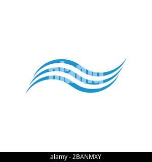 stripes blue wavy logo vector Stock Vector