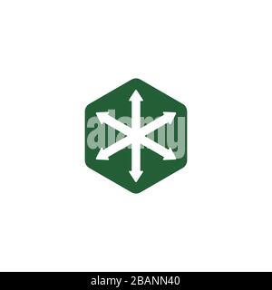 abstract hexagonal spread arrows simple geometric design logo vector Stock Vector