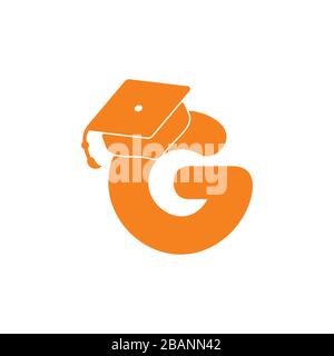 letter g graduation hat education logo vector Stock Vector