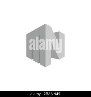 letter mn simple geometric 3d gradient shadow design logo vector Stock Vector