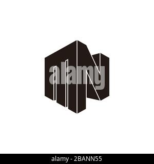 letter mn simple geometric 3d flat design logo vector Stock Vector