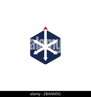 hexagonal motion arrow up geometric design logo vector Stock Vector