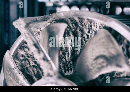 Old computer system unit with dust inside Stock Photo