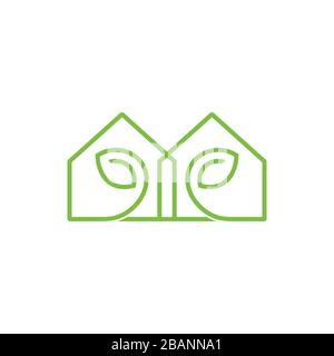 home leaf thin linear logo vector Stock Vector