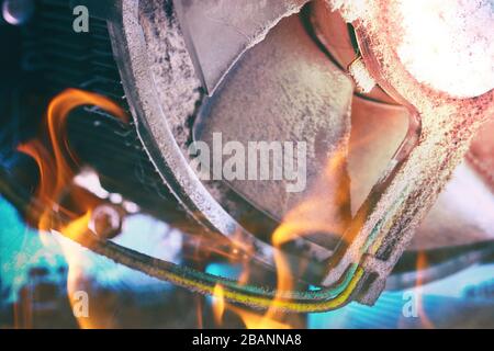 Old computer system unit with dust inside Stock Photo