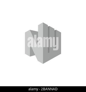 letter nw simple geometric 3d gradient shadow design logo vector Stock Vector