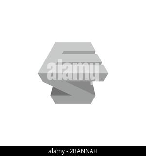 letter es simple geometric 3d shadow design logo vector Stock Vector