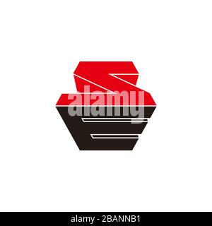 letter se simple geometric 3d flat colorful design logo vector Stock Vector
