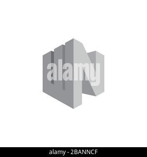 letter wn geometric 3d gradient shadow design logo vector Stock Vector