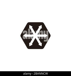 abstract hexagonal spread arrows simple geometric design logo vector Stock Vector