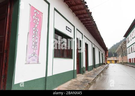 Nemocon, Cundinamarca / Colombia; March 24, 2018: exterior view of an almojabaneria, a kind of cafeteria or bakery whose specialty is almojabana, a sm Stock Photo