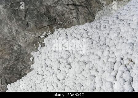 Nemocon, Cundinamarca / Colombia; March 24, 2018: interior of a salt mine open for sightseeing tours, chamber covered in salt formations Stock Photo