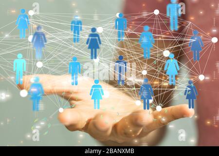 A Business people silhouettes network team Stock Photo