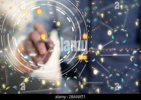 A code data concept in hand media Stock Photo