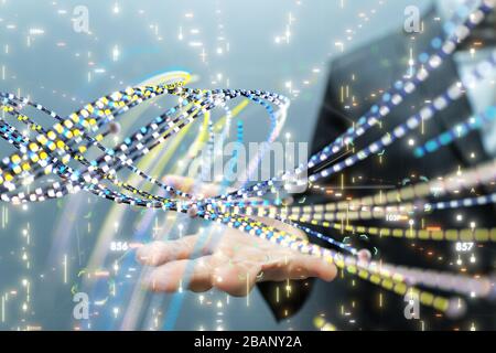 A Big data visualization. Network connection structure Stock Photo