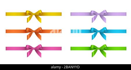 Set of beautiful colorful ribbons ribbons with bows isolated on white ...