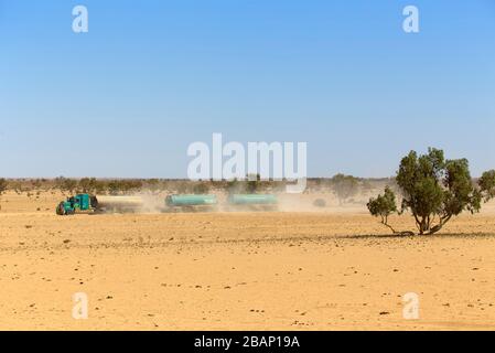 Toll road train carrying fuel on the Strzelecki Track outback South Australia Stock Photo