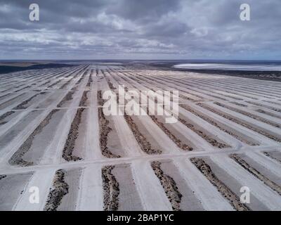 Lake MacDonnell is a salt lake on western Eyre Peninsula near the Nullarbor Plain Australia. The closest town is Penong. It is the site of a former sa Stock Photo