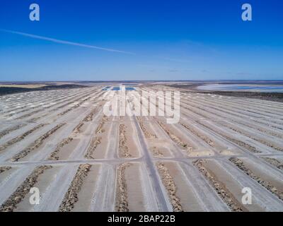 Lake MacDonnell is a salt lake on western Eyre Peninsula near the Nullarbor Plain Australia. The closest town is Penong. Stock Photo