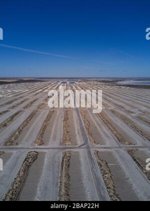 Lake MacDonnell is a salt lake on western Eyre Peninsula near the Nullarbor Plain Australia. The closest town is Penong. Stock Photo