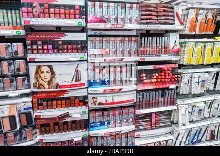 Miami Beach Florida,CVS Pharmacy,drug store,display case sale,woman's cosmetics,lipstick,FL110331060 Stock Photo