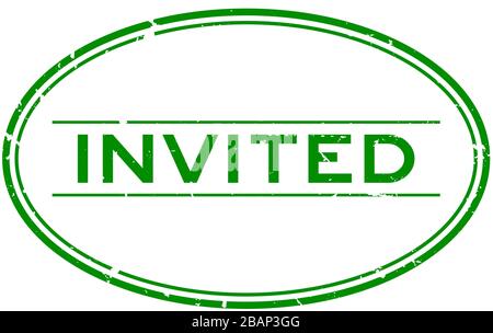 Grunge green invited word oval rubber seal stamp on white background Stock Vector