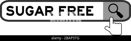 Search box with word sugar free and hand icon over magnifier on white background Stock Vector